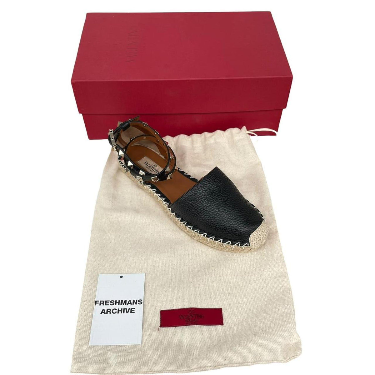 Valentino Rockstud Leather Espadrille Flats UK 4