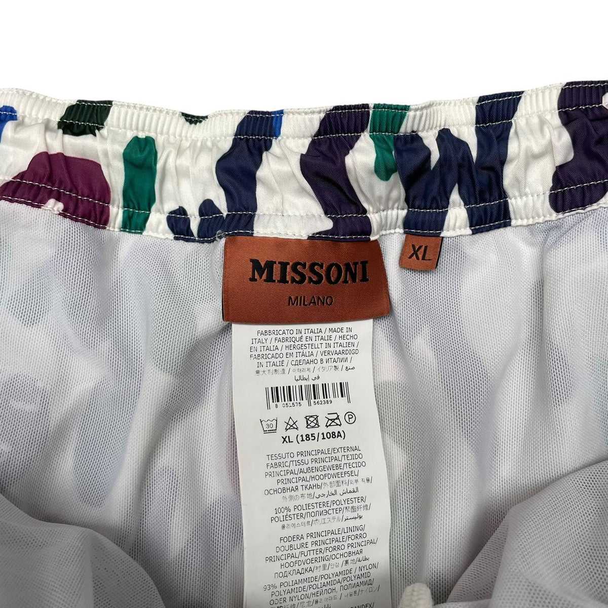Missoni Zigzag Logo Print Nylon Swim Shorts XL