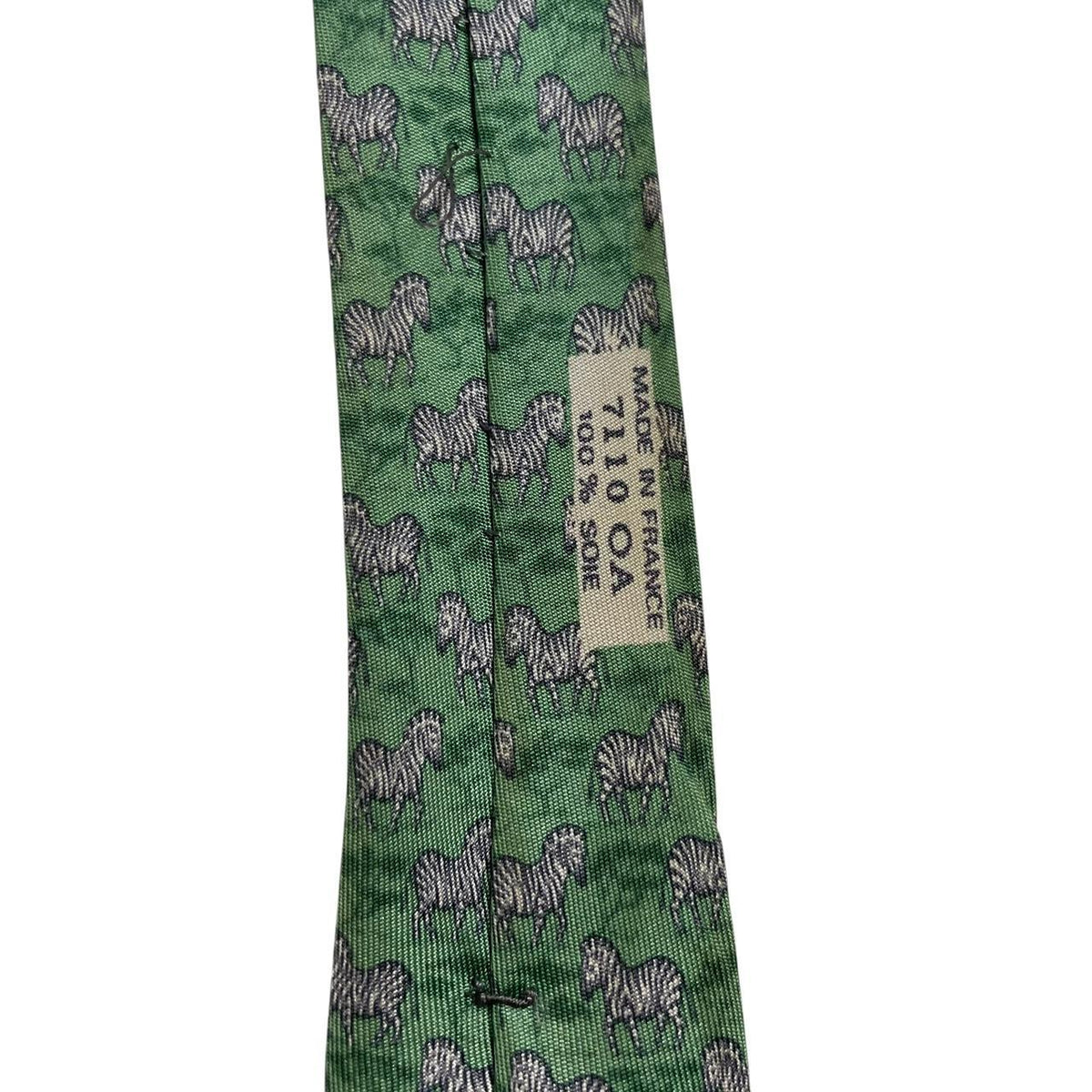 Hermes Paris Zebra Print Silk Tie