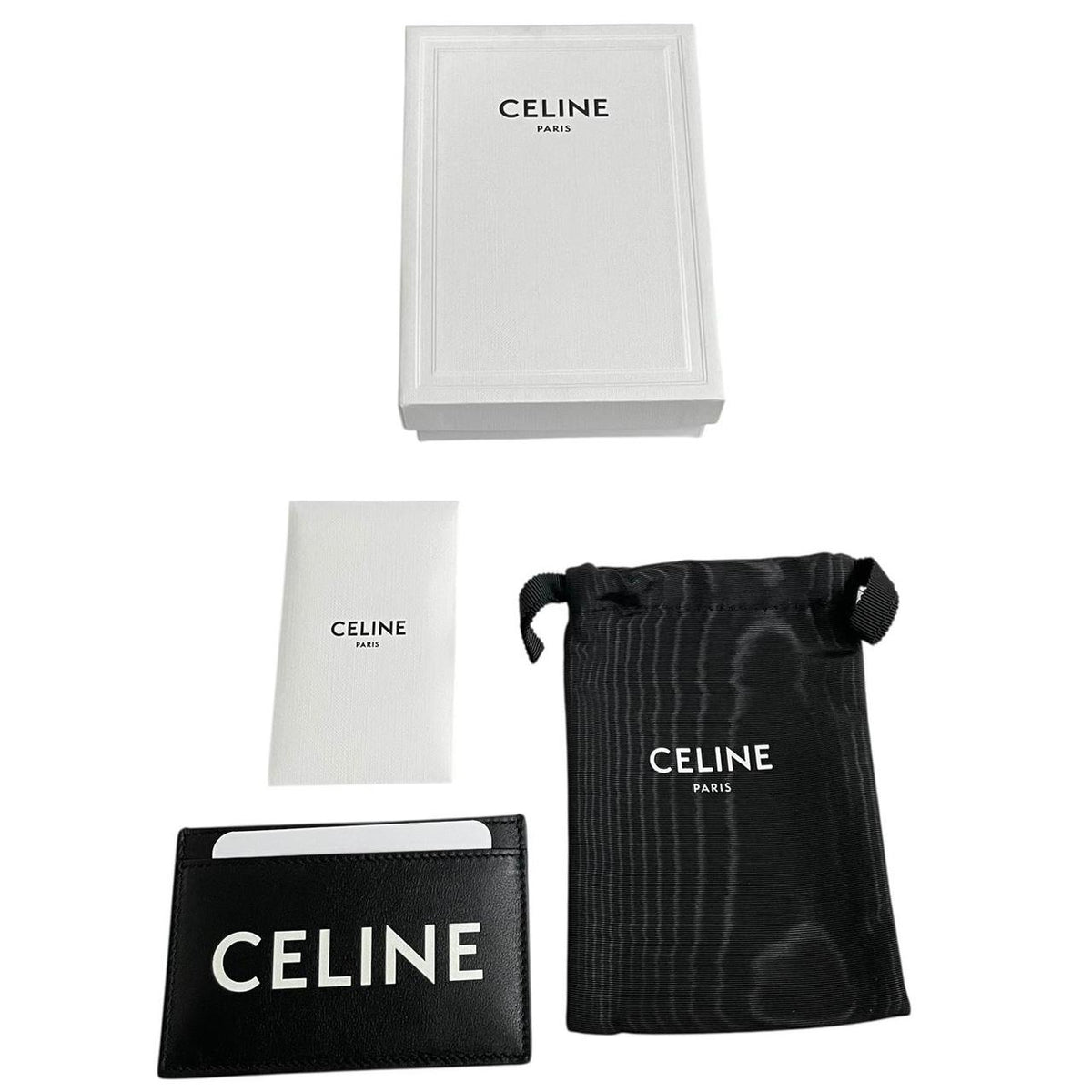 Celine Logo Print Leather Card Holder