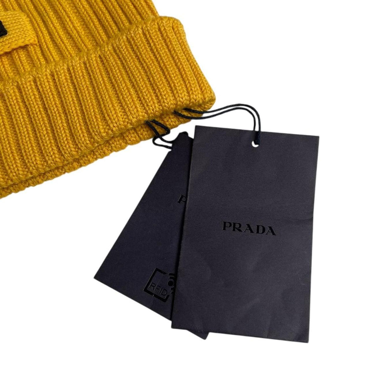 Prada Ribbed Virgin Wool Beanie Hat Medium