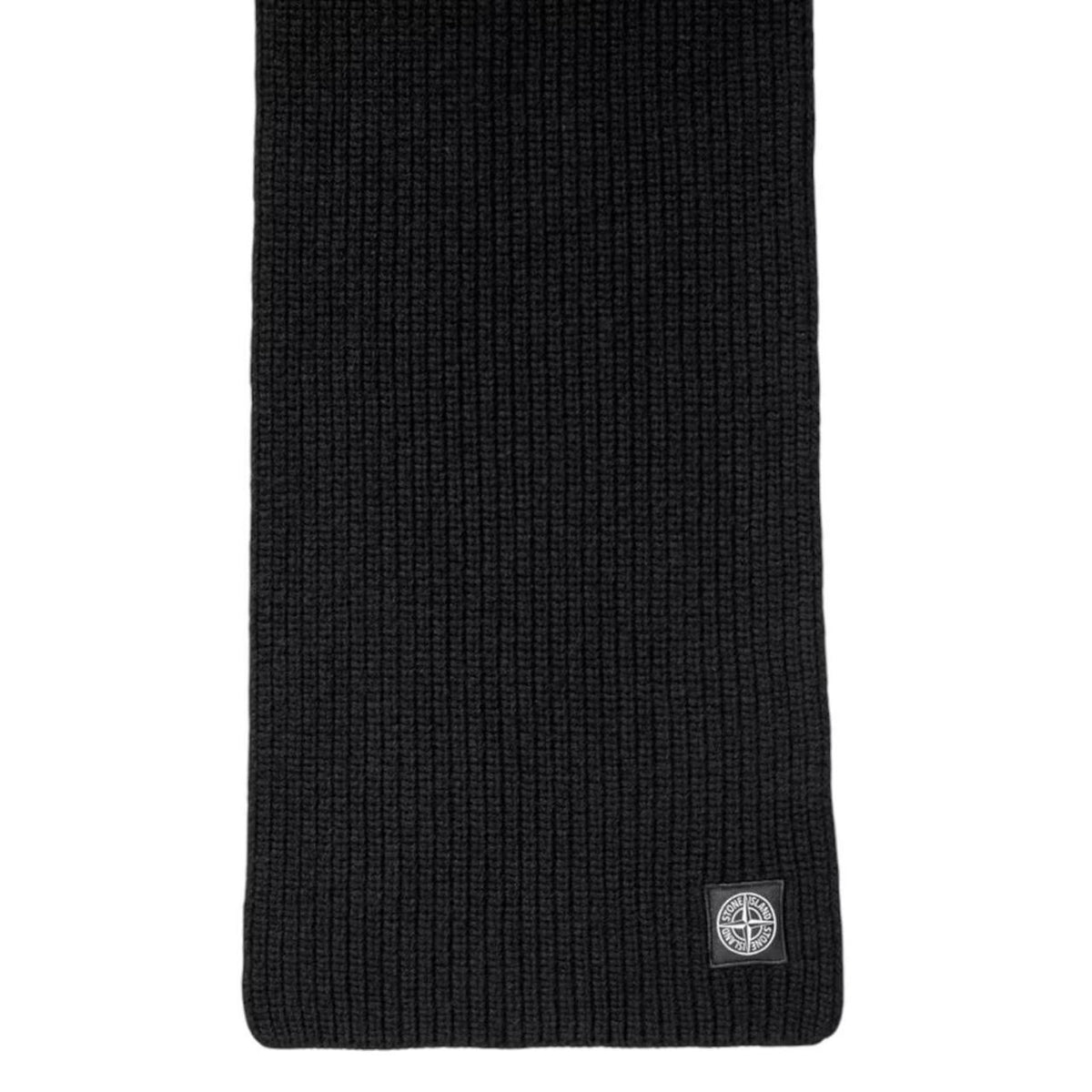 Stone Island Ribbed Wool Patch Logo Scarf