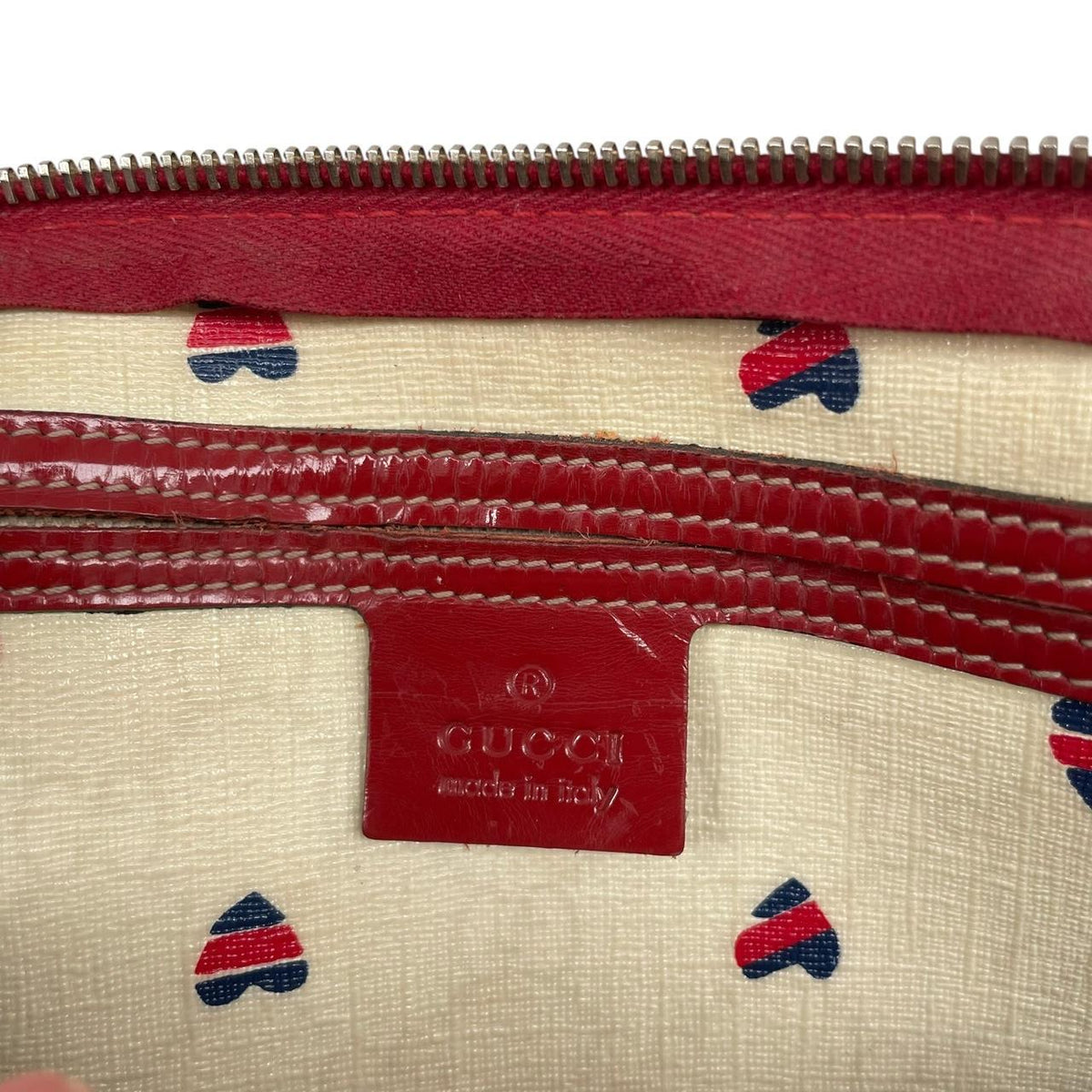 Pre-Loved Gucci Monogram Heart Print Boston Bag