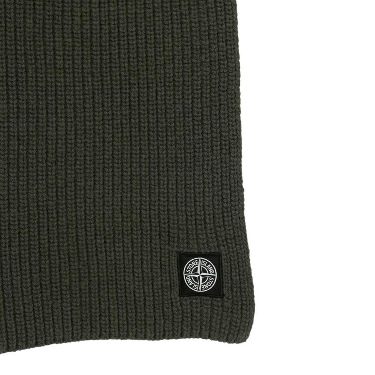 Stone Island Ribbed Wool Patch Logo Scarf