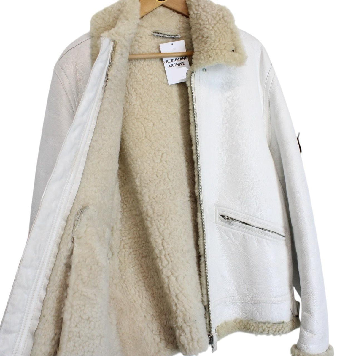 Vintage Stone Island AW 2006 Shearling Sheepskin Hand-Painted Leather Jacket Large
