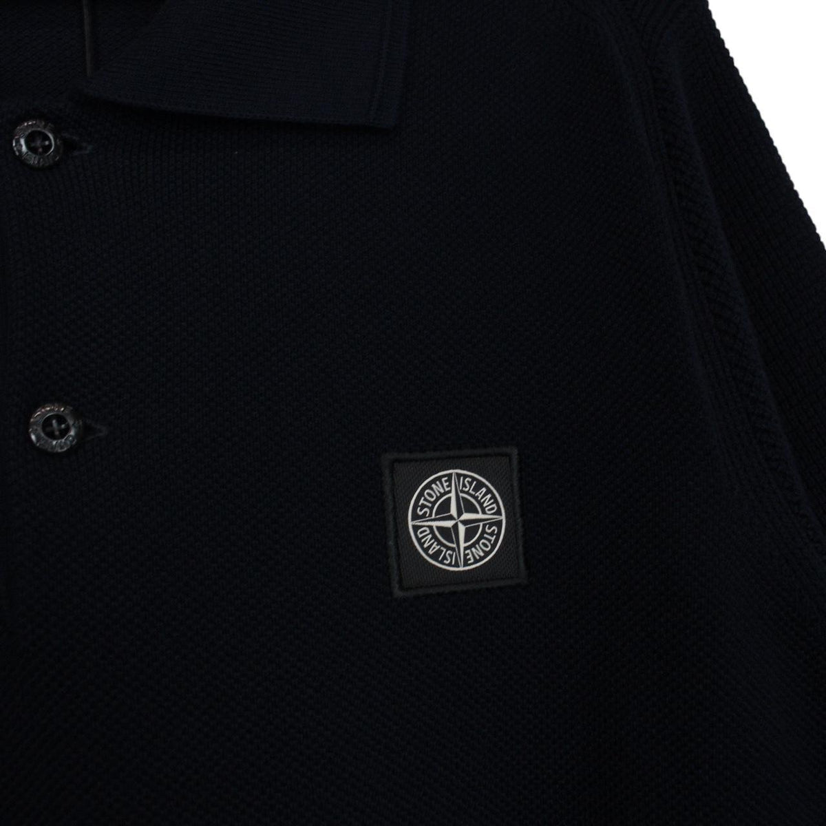 Stone Island Compass Patch Cotton Knit Polo Shirt Large