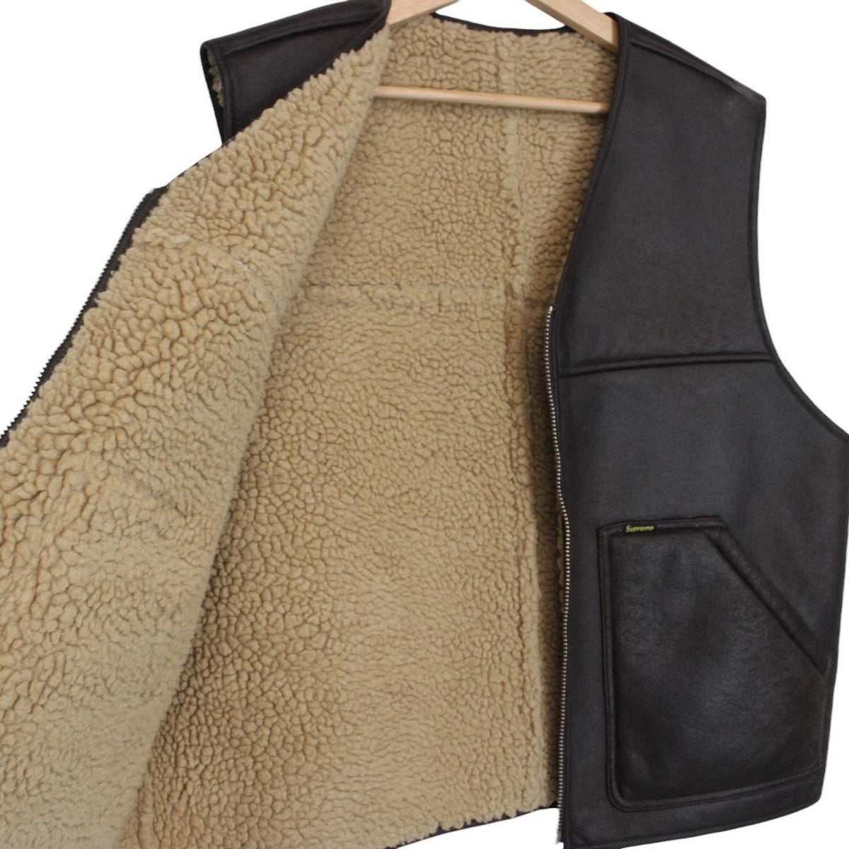 Supreme Reversible Faux Shearling Work Vest Jacket Medium