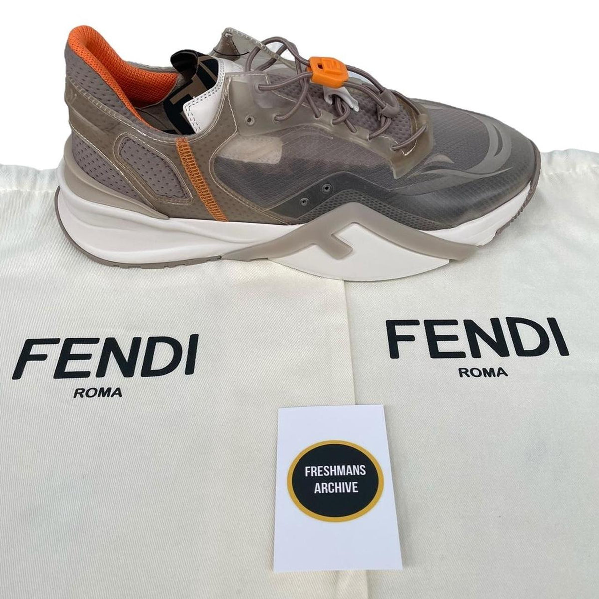 Fendi Flow Rubber and Leather Trainers UK 9