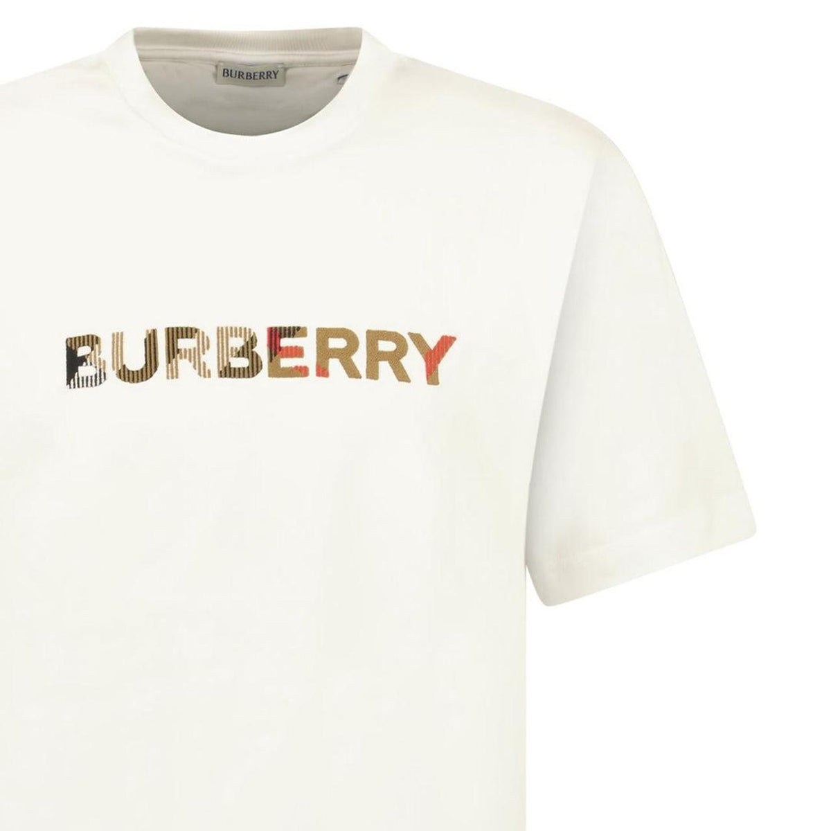 Burberry Check Logo Embroidered T-Shirt