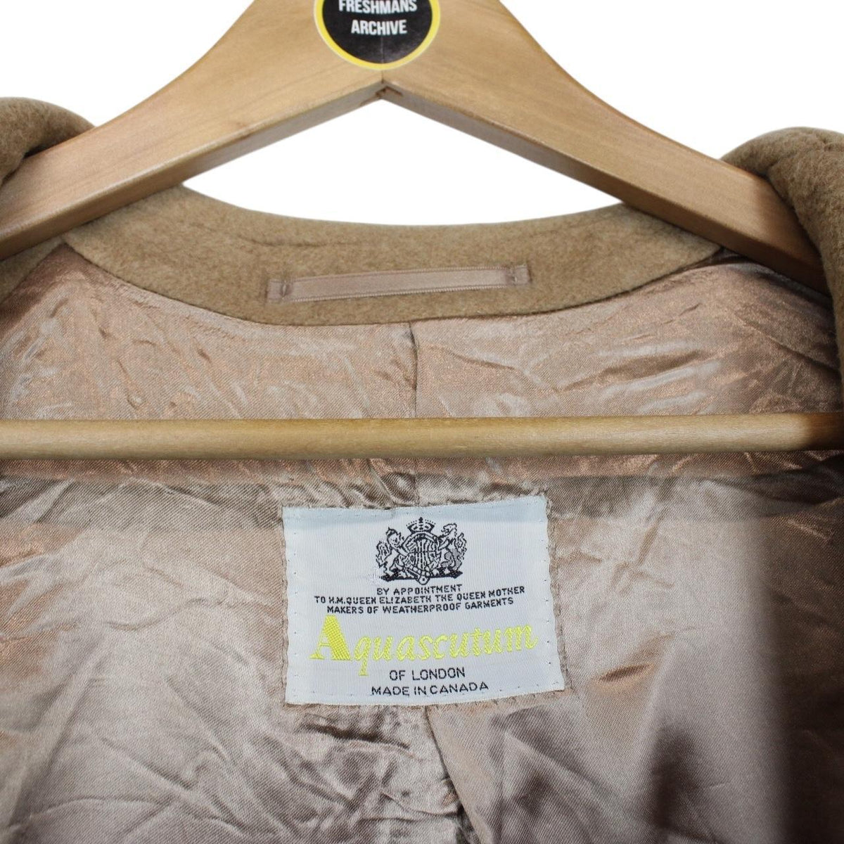 Vintage 80s Aquascutum Tan Brown Cashmere Wool Blend Coat Large