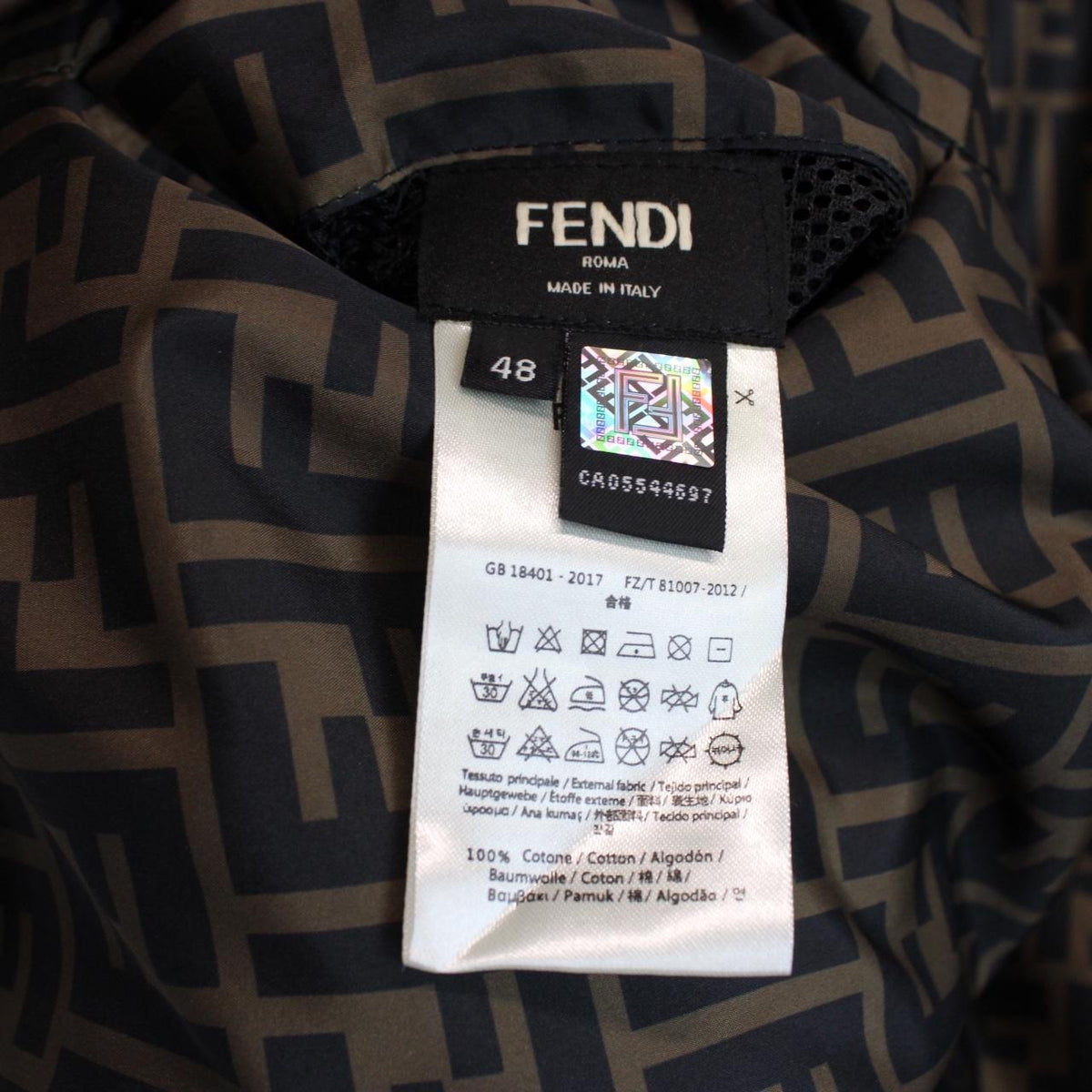 Fendi Zucca Monogram Reversible Windbreaker Jacket Medium