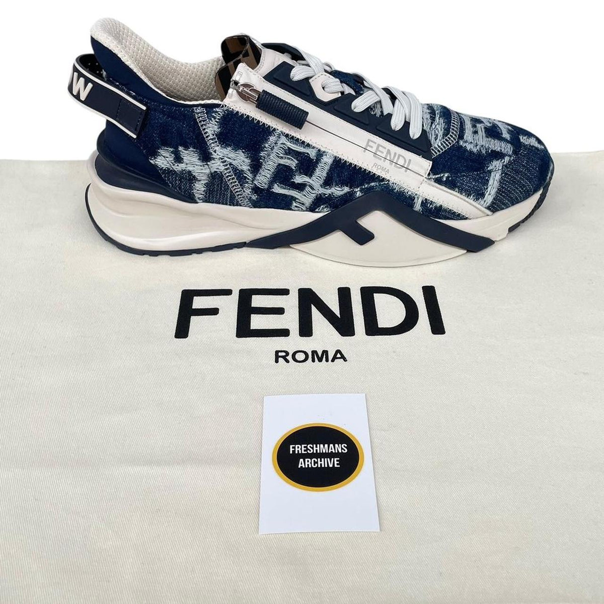 Fendi Flow Fabric and Leather Trainers UK 9
