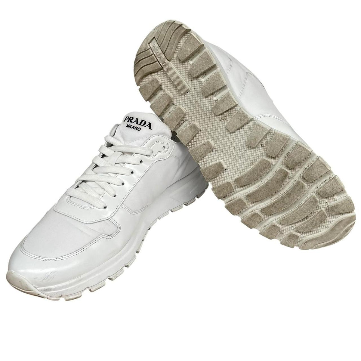 Prada Prax 01 Re-Nylon and Leather Trainers UK 12
