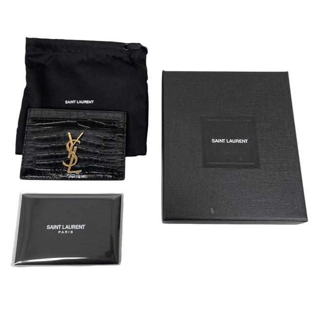 Saint Laurent Crocodile Embossed Leather Card Holder