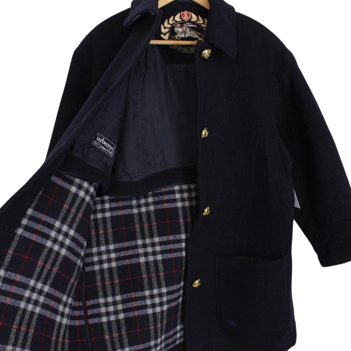 Vintage 90s Burberry Lambswool Coat Large
