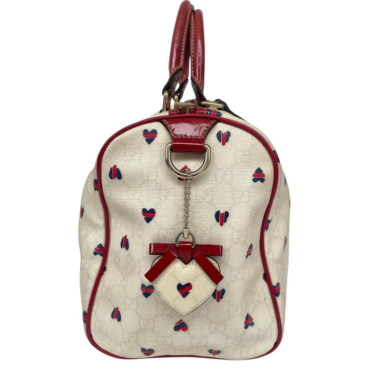 Pre-Loved Gucci Monogram Heart Print Boston Bag