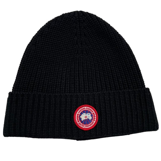 Canada Goose Ribbed Wool Logo Beanie Hat