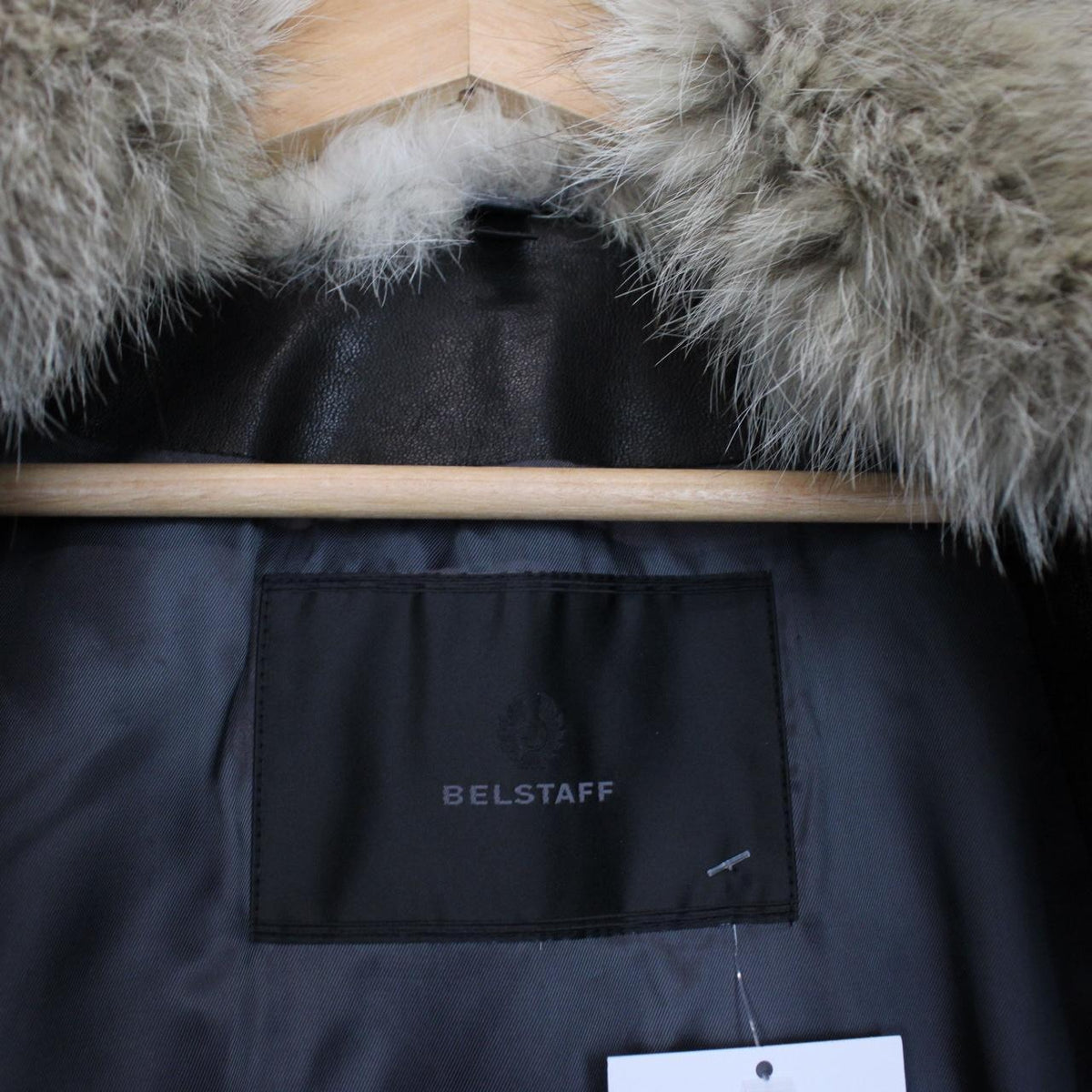 Belstaff Leather Coyote Fur Collar Biker Jacket Medium