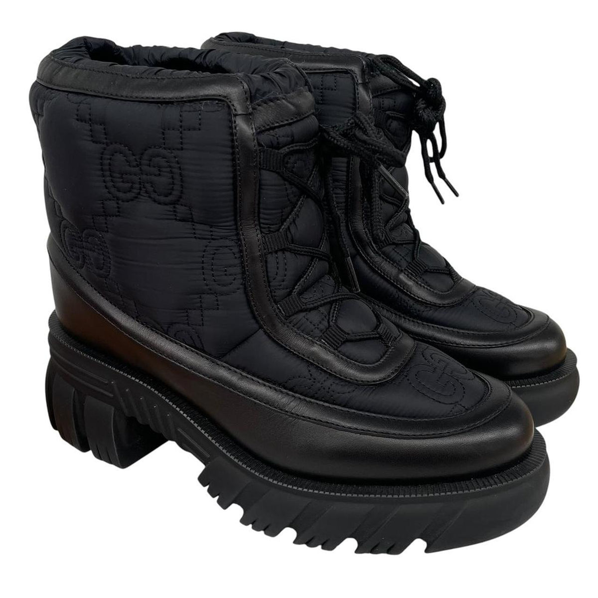 Gucci GG Monogram Leather Quilted Ankle Boots UK 5