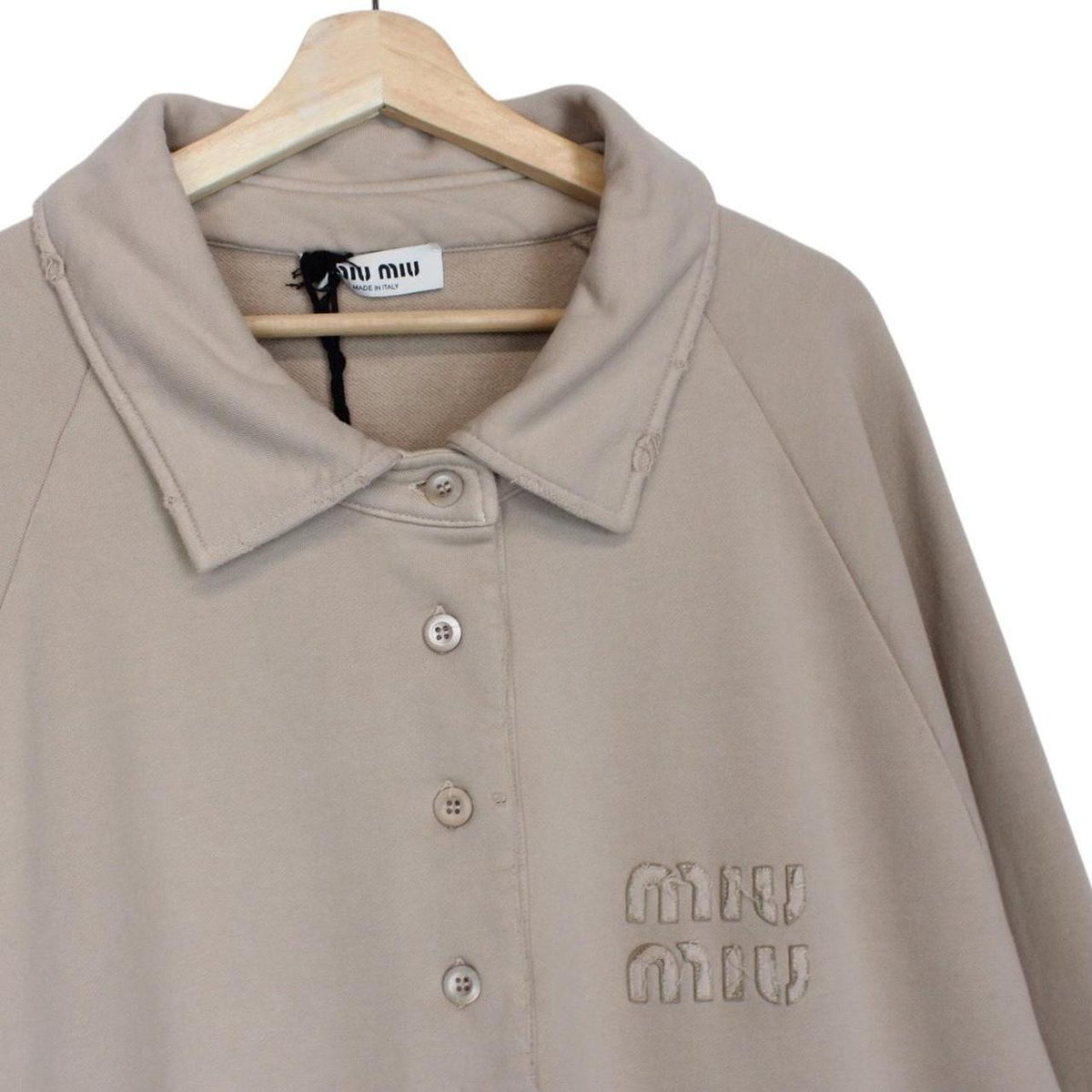 Miu Miu Logo Embroidered Polo Sweatshirt Large