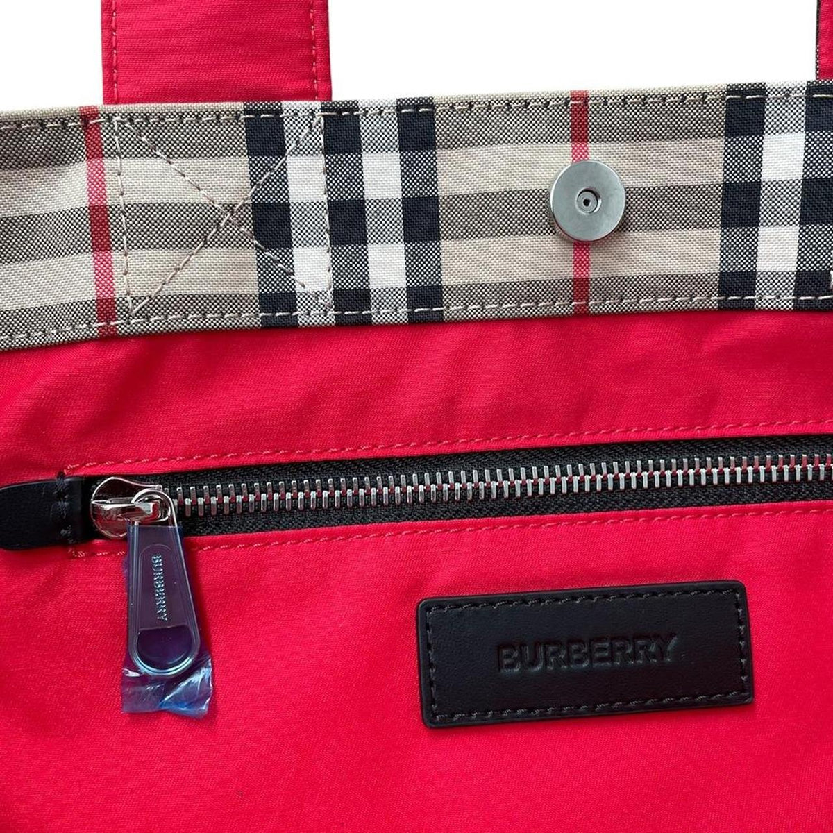Burberry Nova Check Logo Applique Satchel Tote Bag