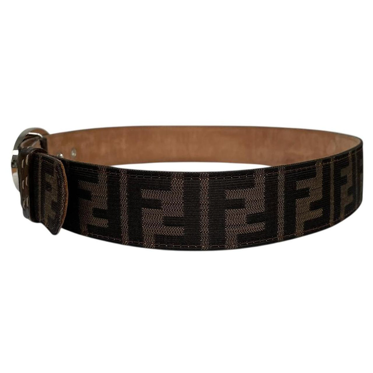 Fendi Zucca Monogram Canvas/Leather Belt