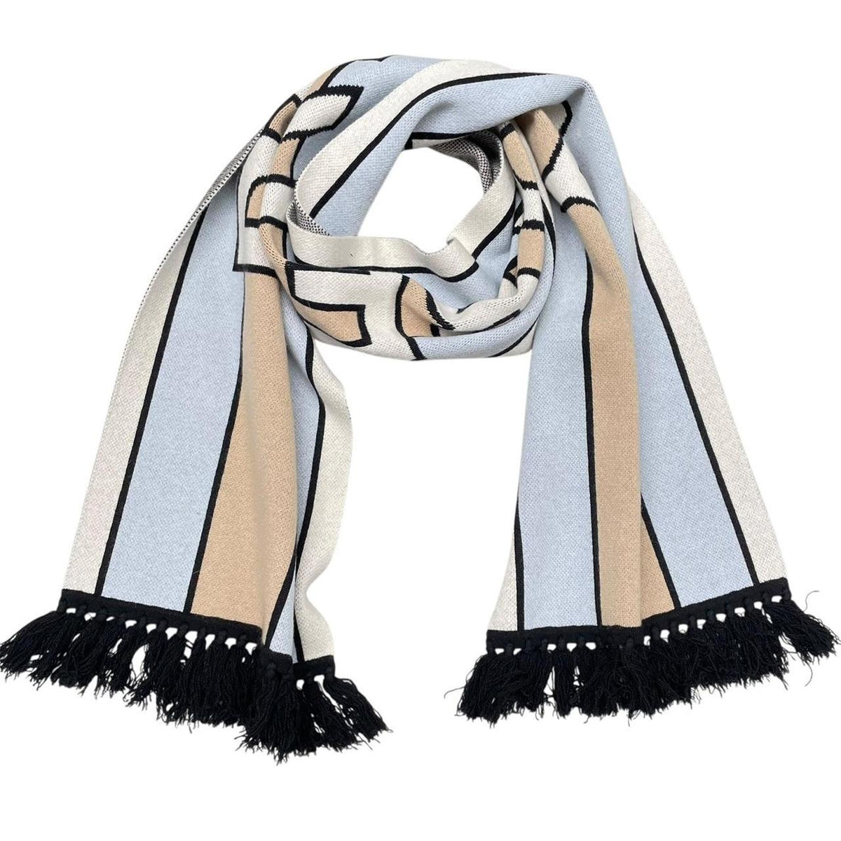 Burberry Football Logo Intarsia Cashmere Wool Scarf