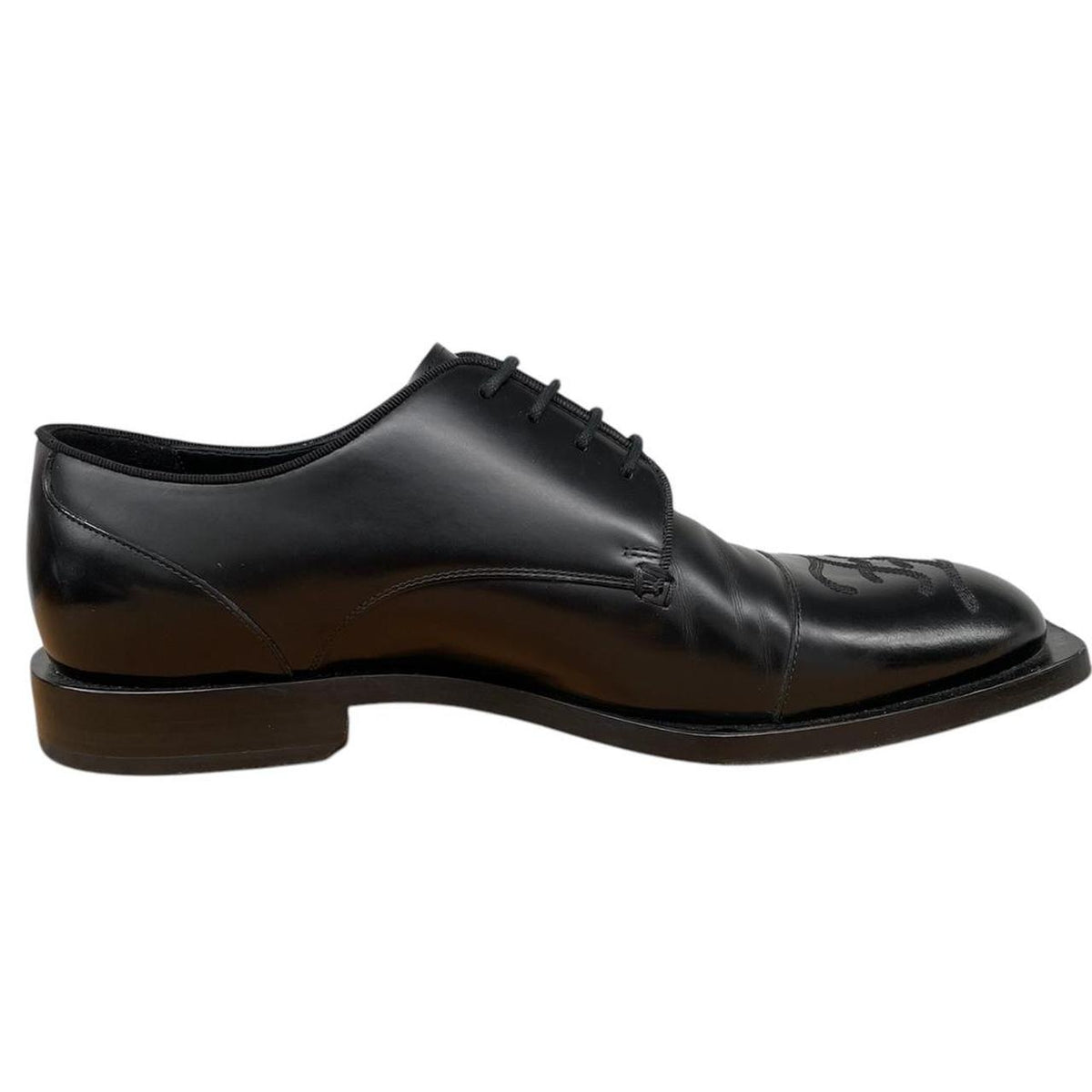 Fendi Calligraphy Leather Derby Shoes Uk 9