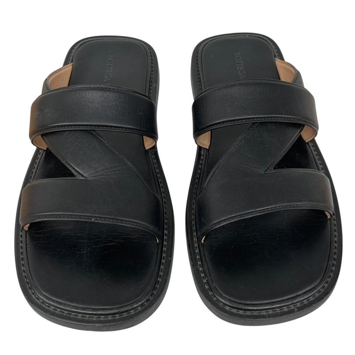 Bottega Veneta Calf Leather Band Sandals UK 10