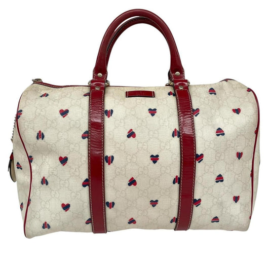 Pre-Loved Gucci Monogram Heart Print Boston Bag