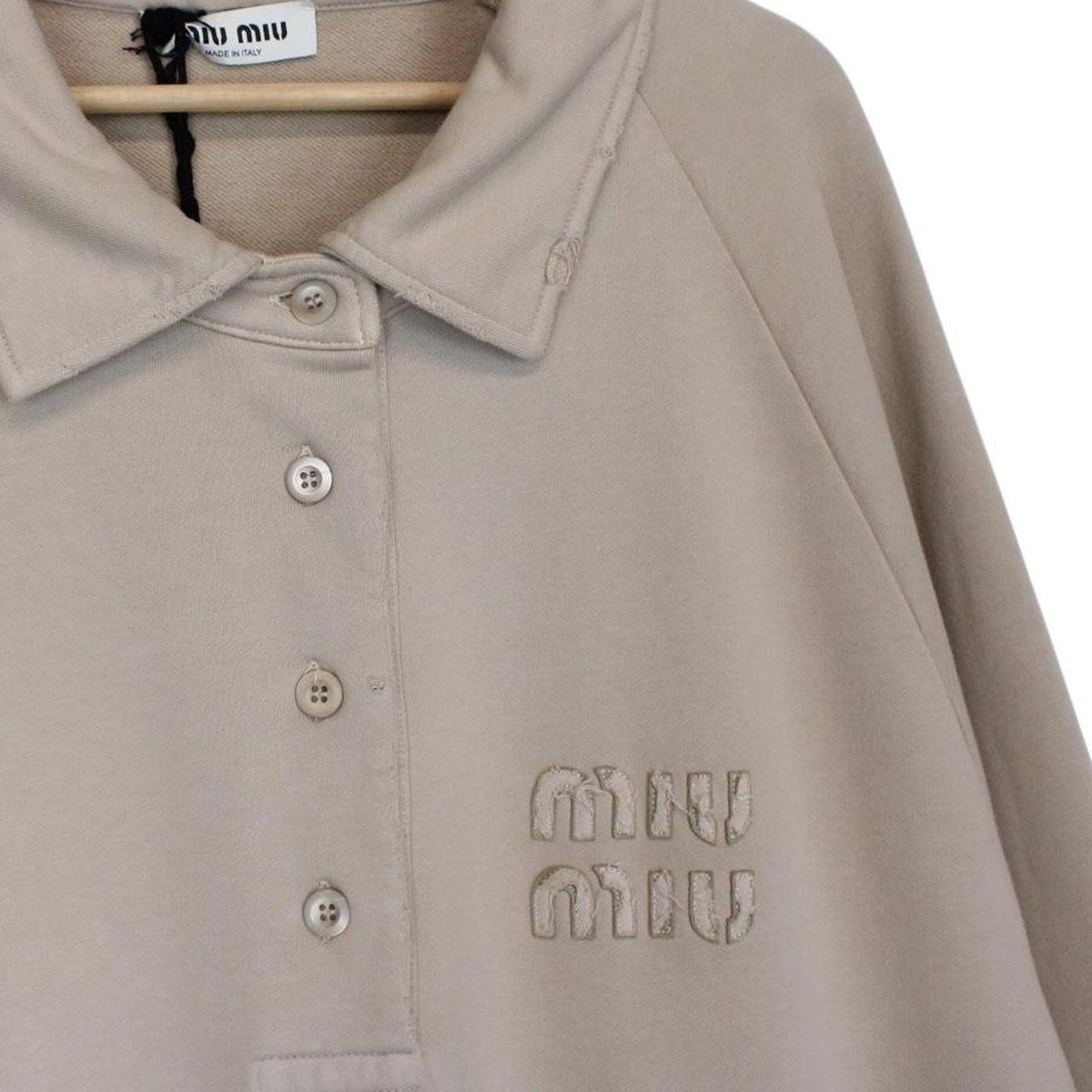 Miu Miu Logo Embroidered Polo Sweatshirt Large