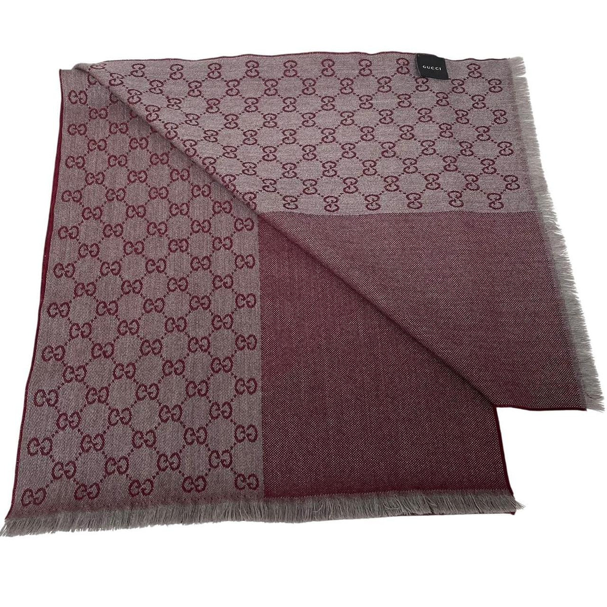 Gucci Half GG Monogram Frayed Wool Scarf
