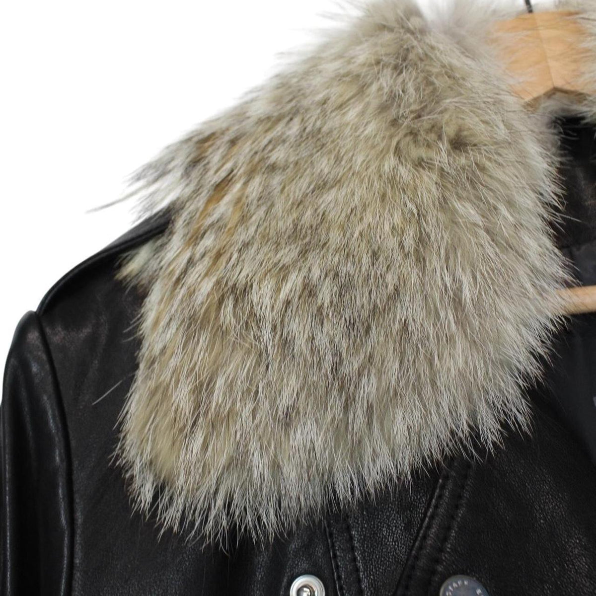 Belstaff Leather Coyote Fur Collar Biker Jacket Medium