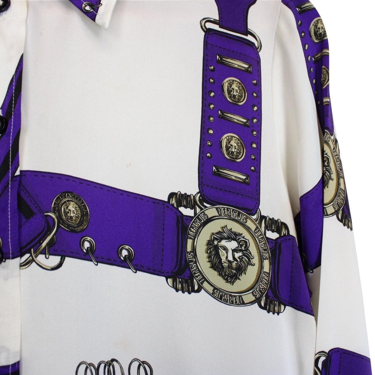 Versus Versace Belt Print Silk Shirt Medium