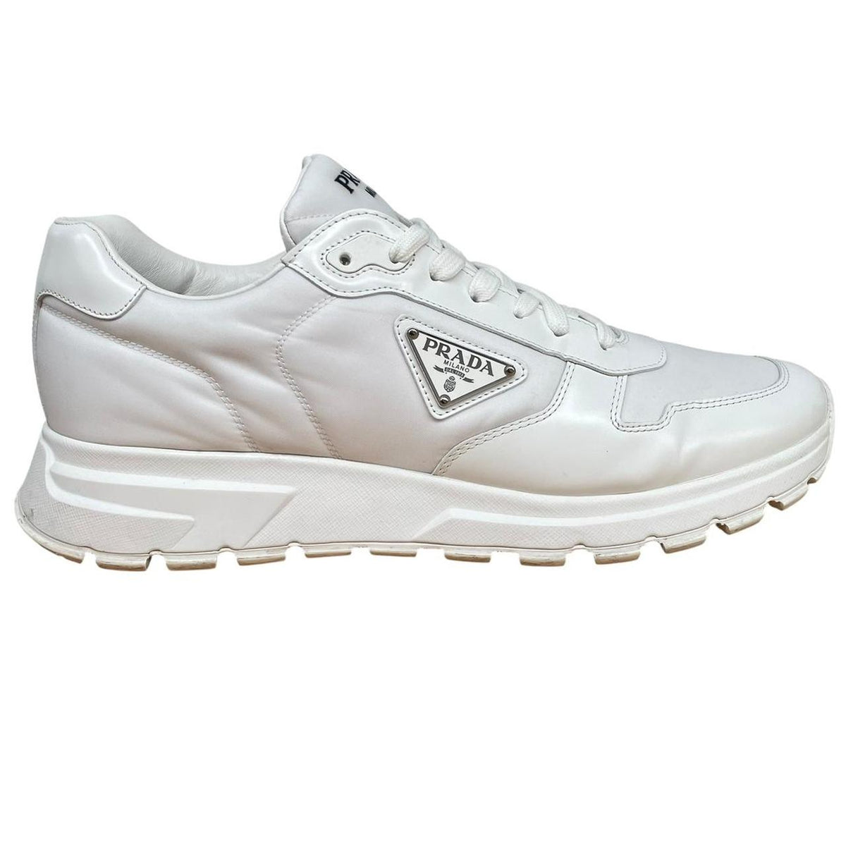 Prada Prax 01 Re-Nylon and Leather Trainers UK 12