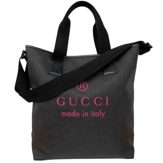 Gucci Coated Canvas Logo Print Large Tote Bag