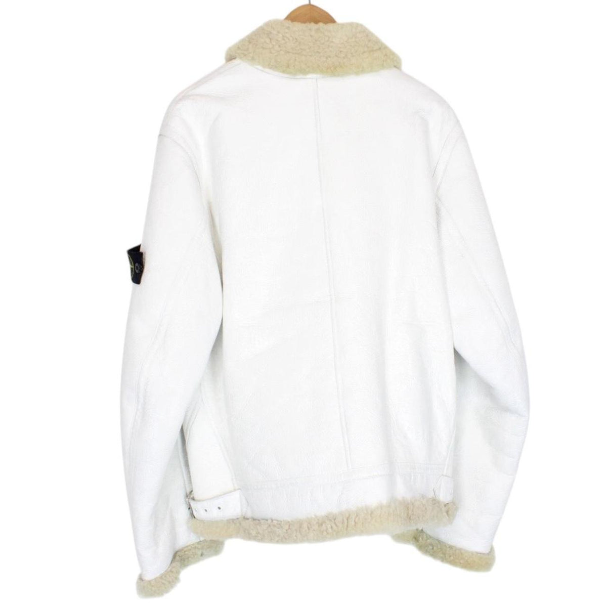 Vintage Stone Island AW 2006 Shearling Sheepskin Hand-Painted Leather Jacket Large