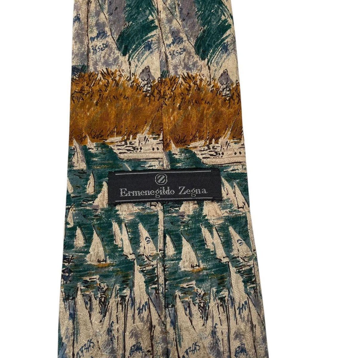 Ermenegildo Zegna Boat Print Silk Tie