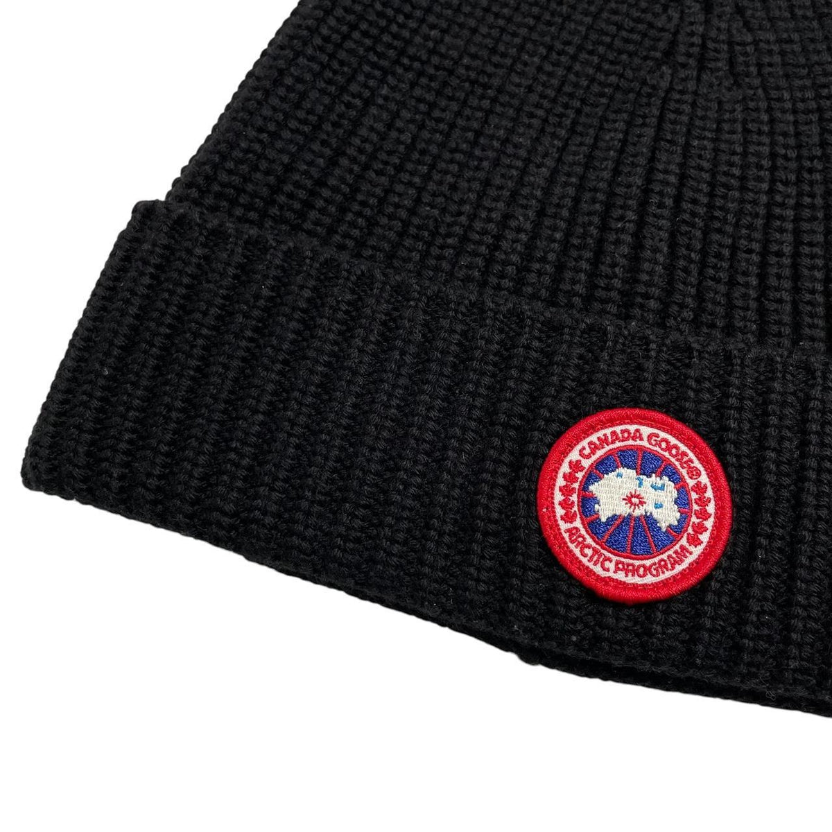Canada Goose Ribbed Wool Logo Beanie Hat