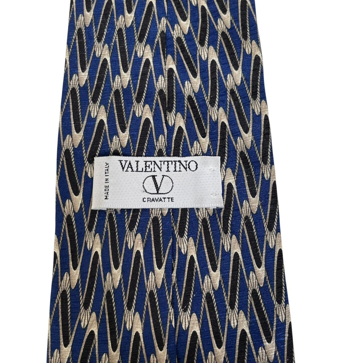 Vintage Valentino Geometric Pattern Silk Tie