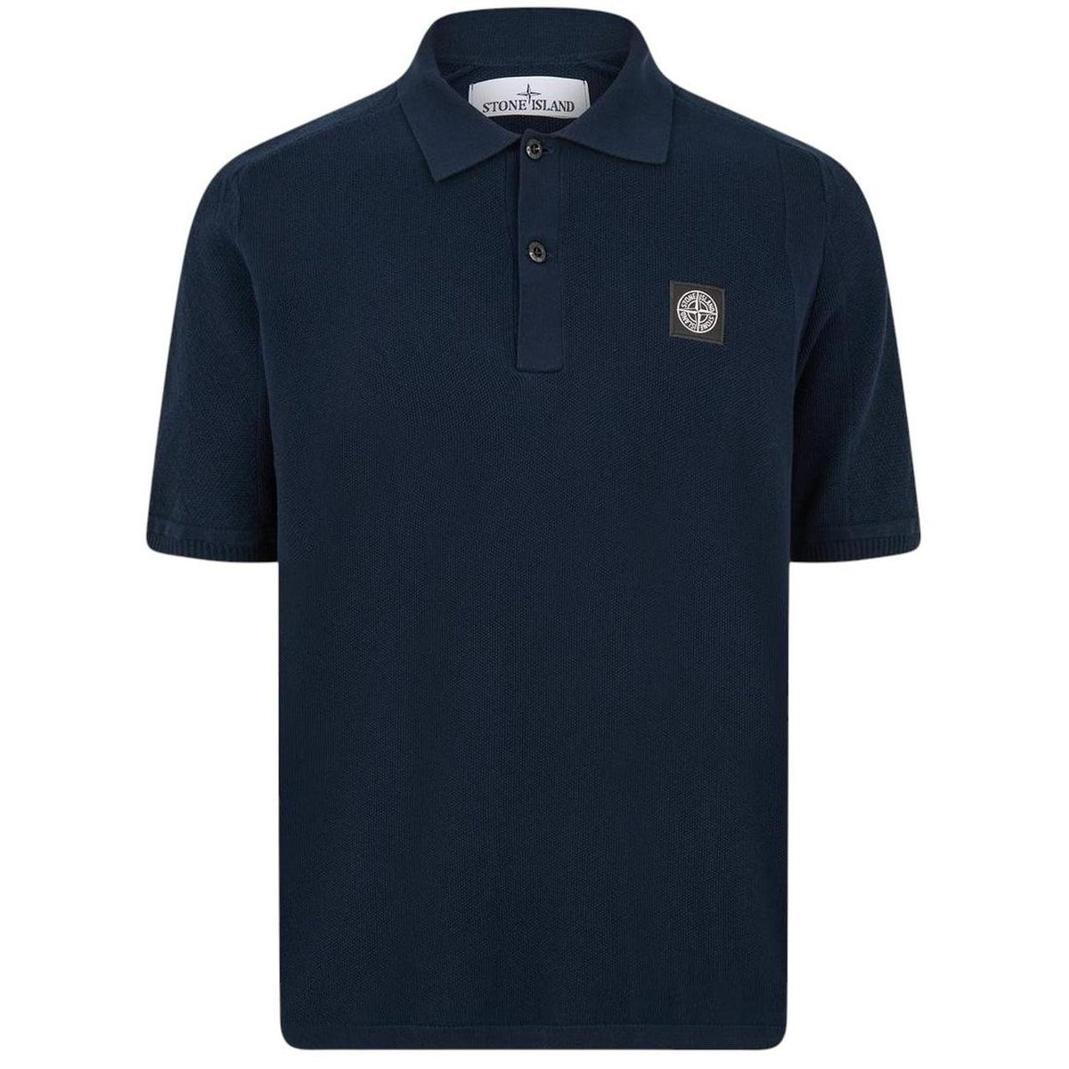 Stone Island Compass Patch Cotton Knit Polo Shirt Large