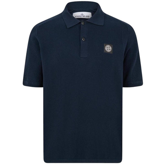 Stone Island Compass Patch Cotton Knit Polo Shirt Large