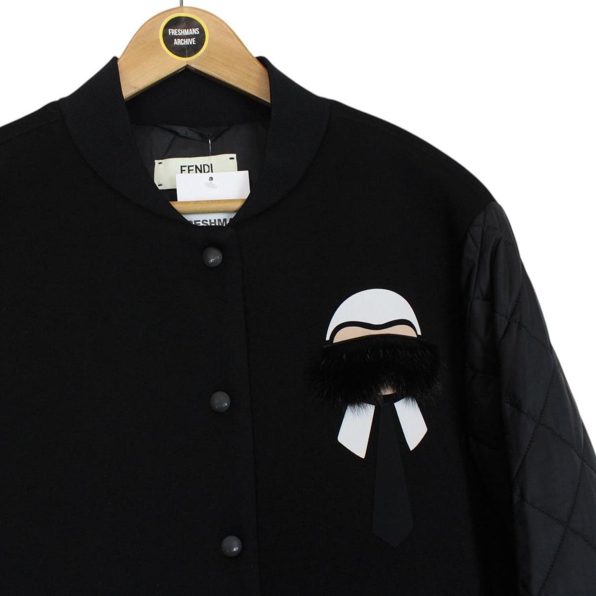 Fendi Karlito Logo Appliqué Down Bomber Jacket Large