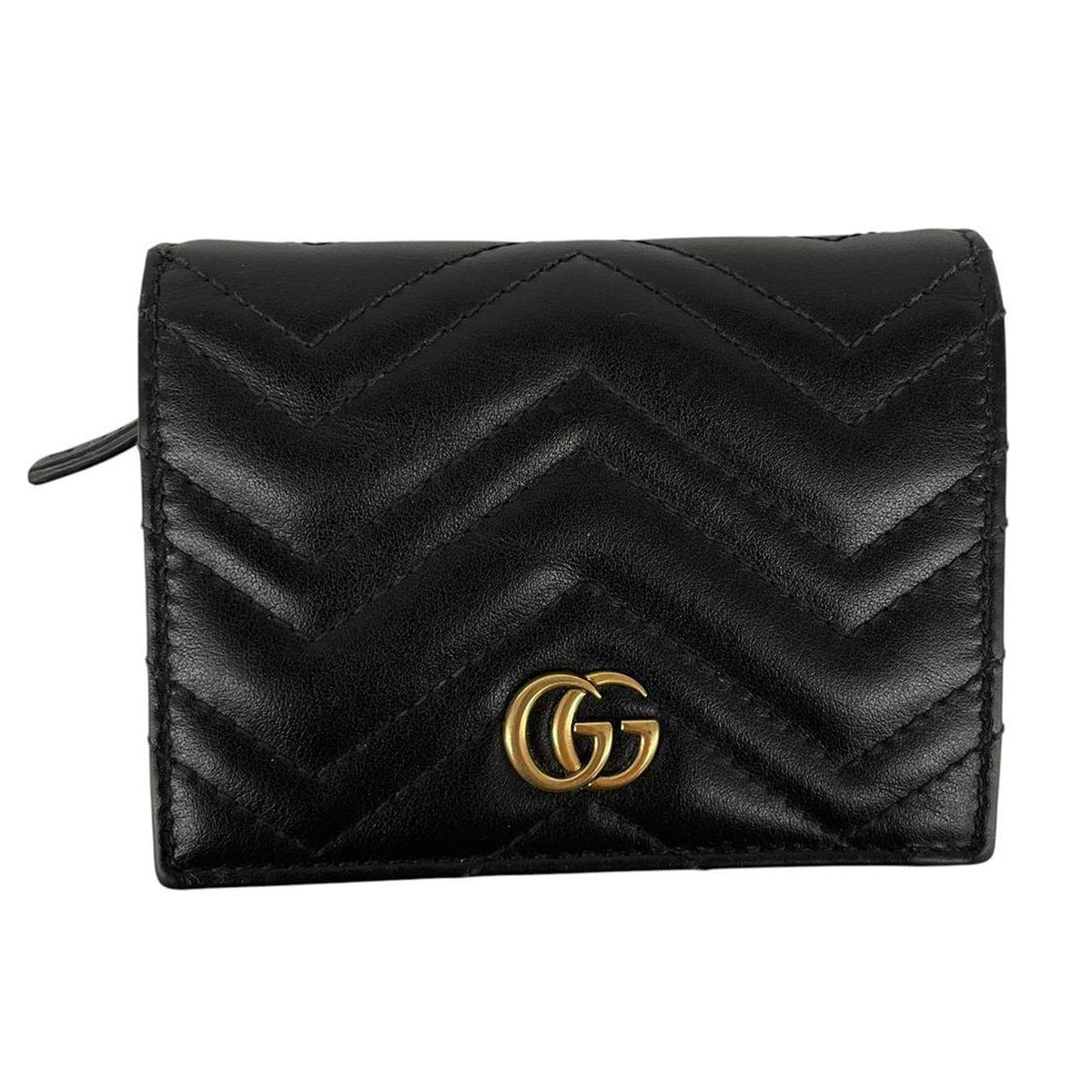 Gucci Calfskin Matelasse GG Marmont Card Case Wallet