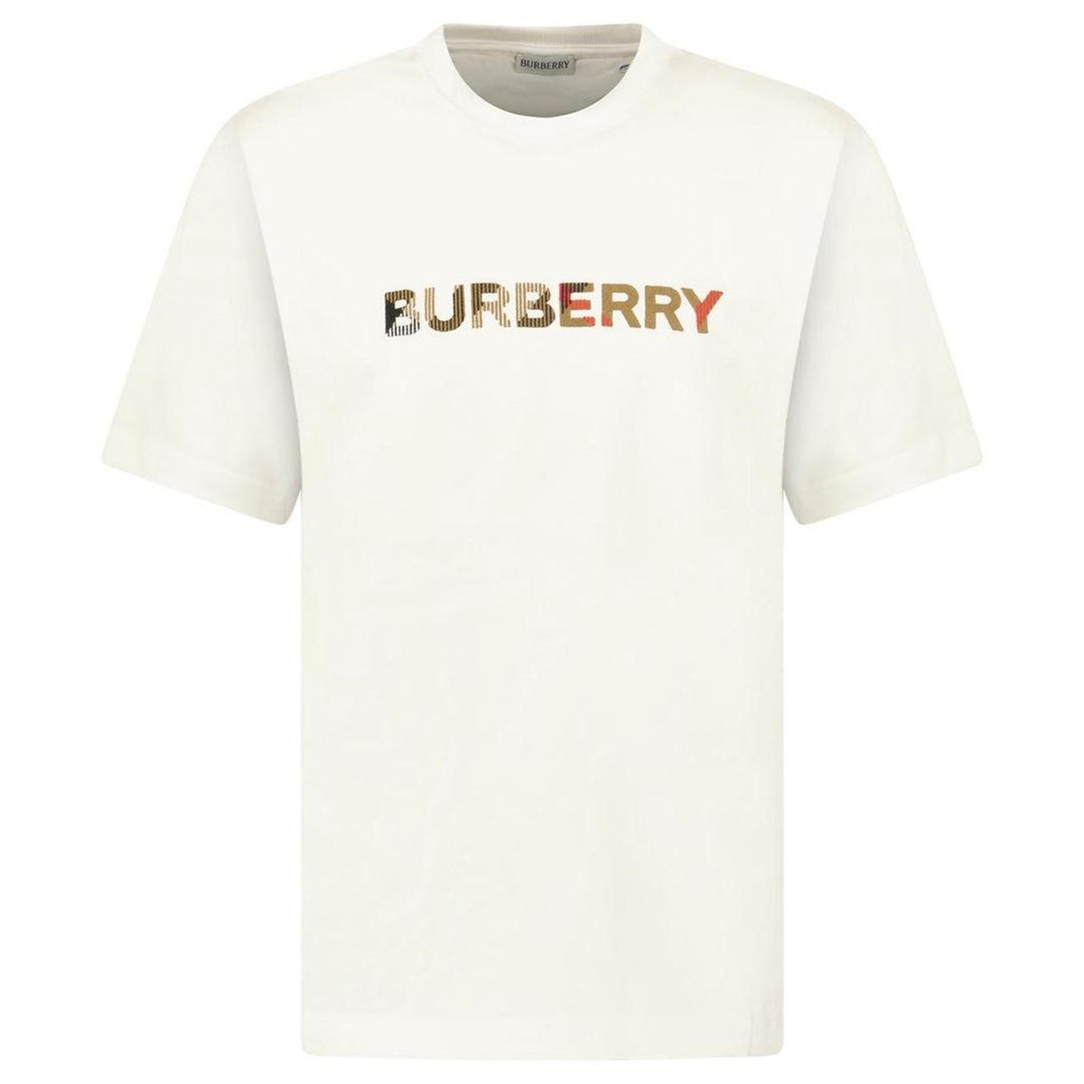 Burberry Check Logo Embroidered T-Shirt
