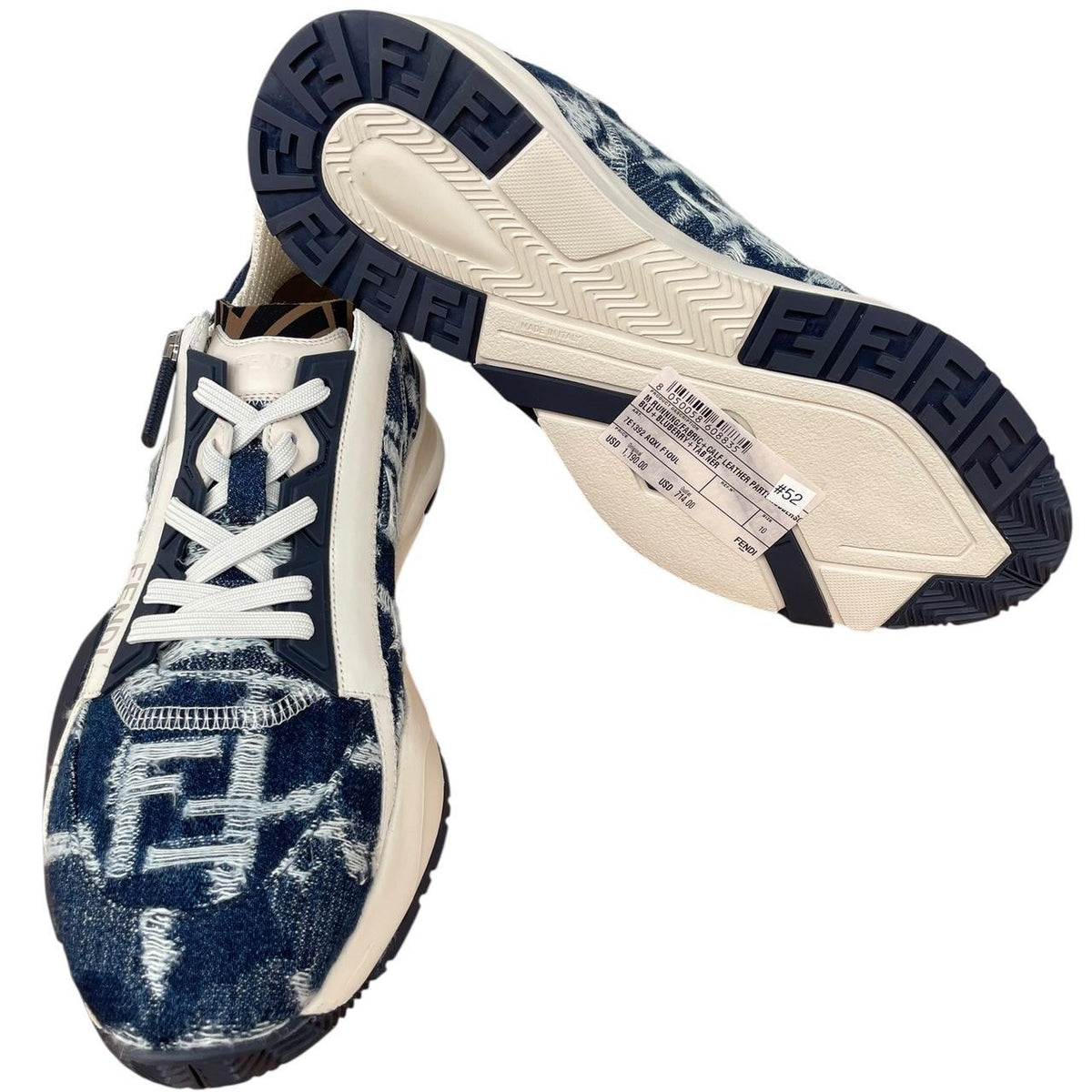 Fendi Flow Fabric and Leather Trainers UK 9