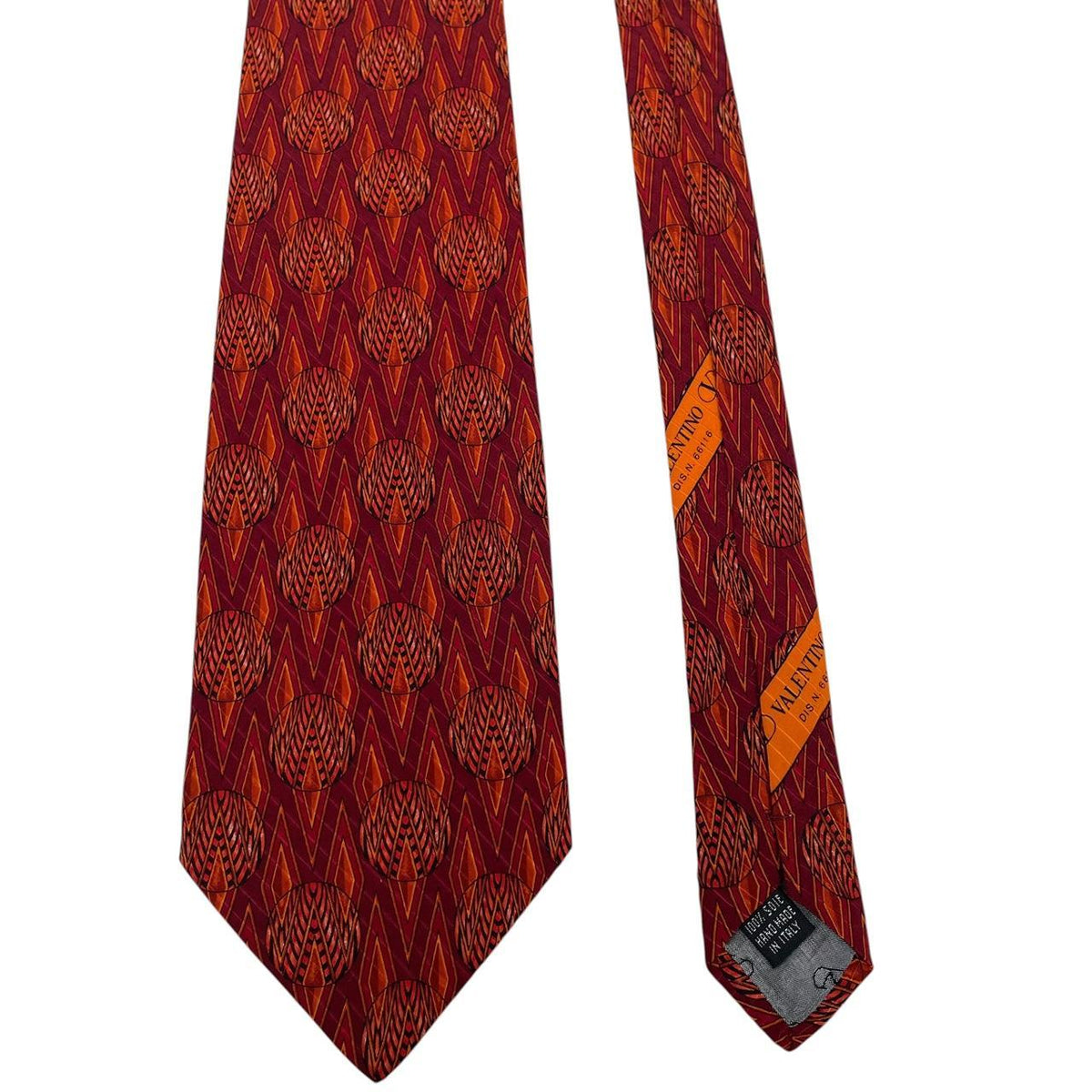 Vintage Valentino Geometric Pattern Silk Tie
