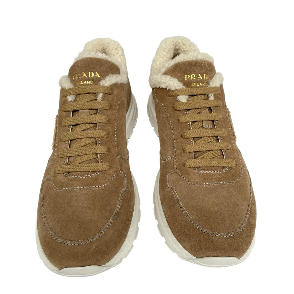 Prada Prax Suede Trainers with Shearling Lining UK 9