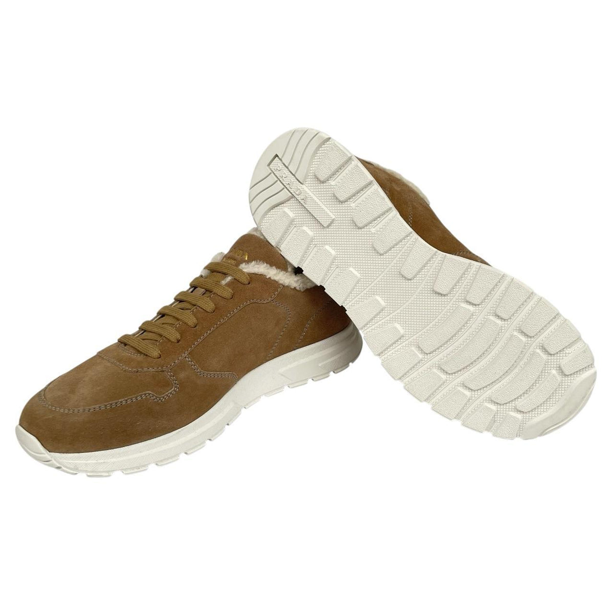 Prada Prax Suede Trainers with Shearling Lining UK 9