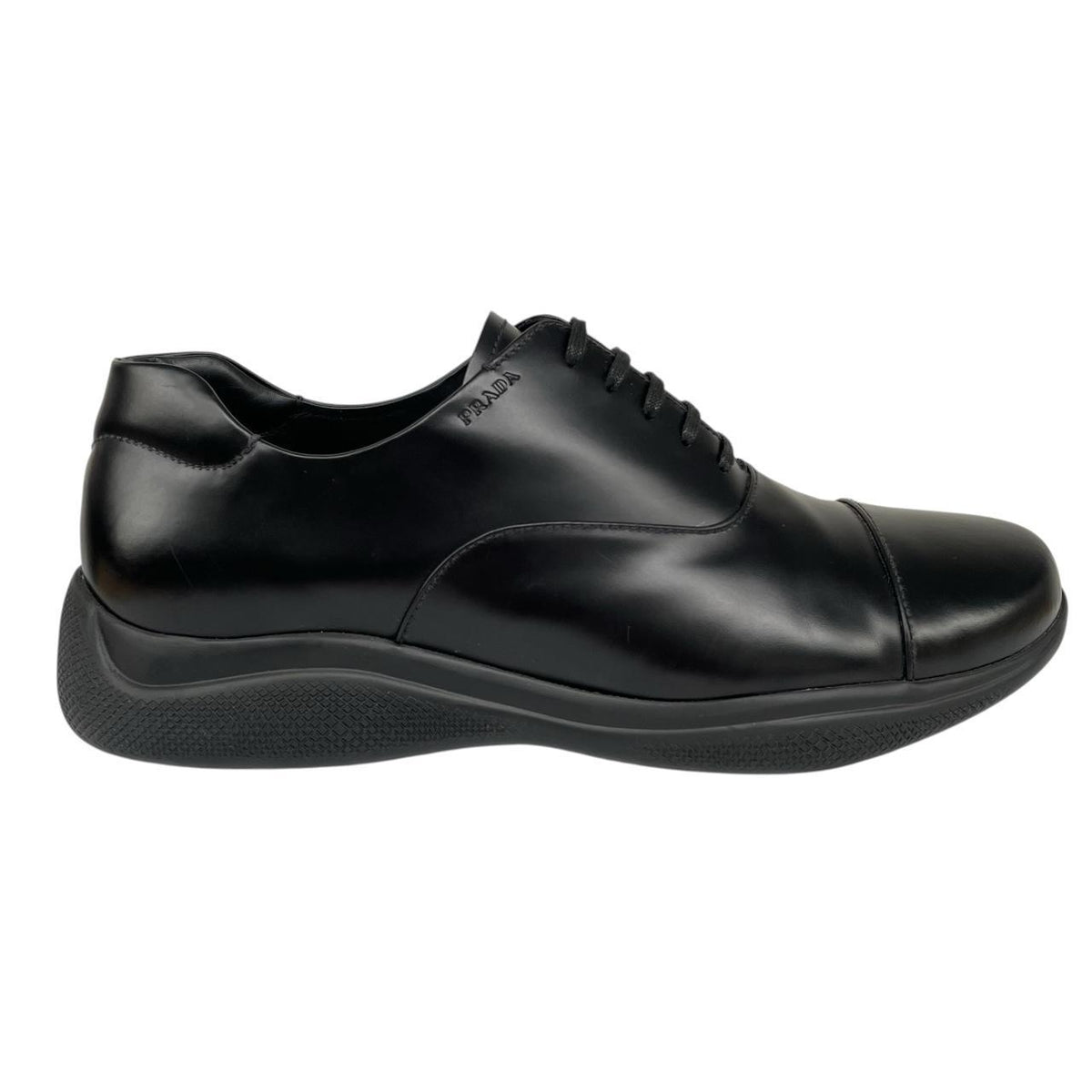 Prada Leather Toblach Leather Laced Derby Loafers Shoes UK 9